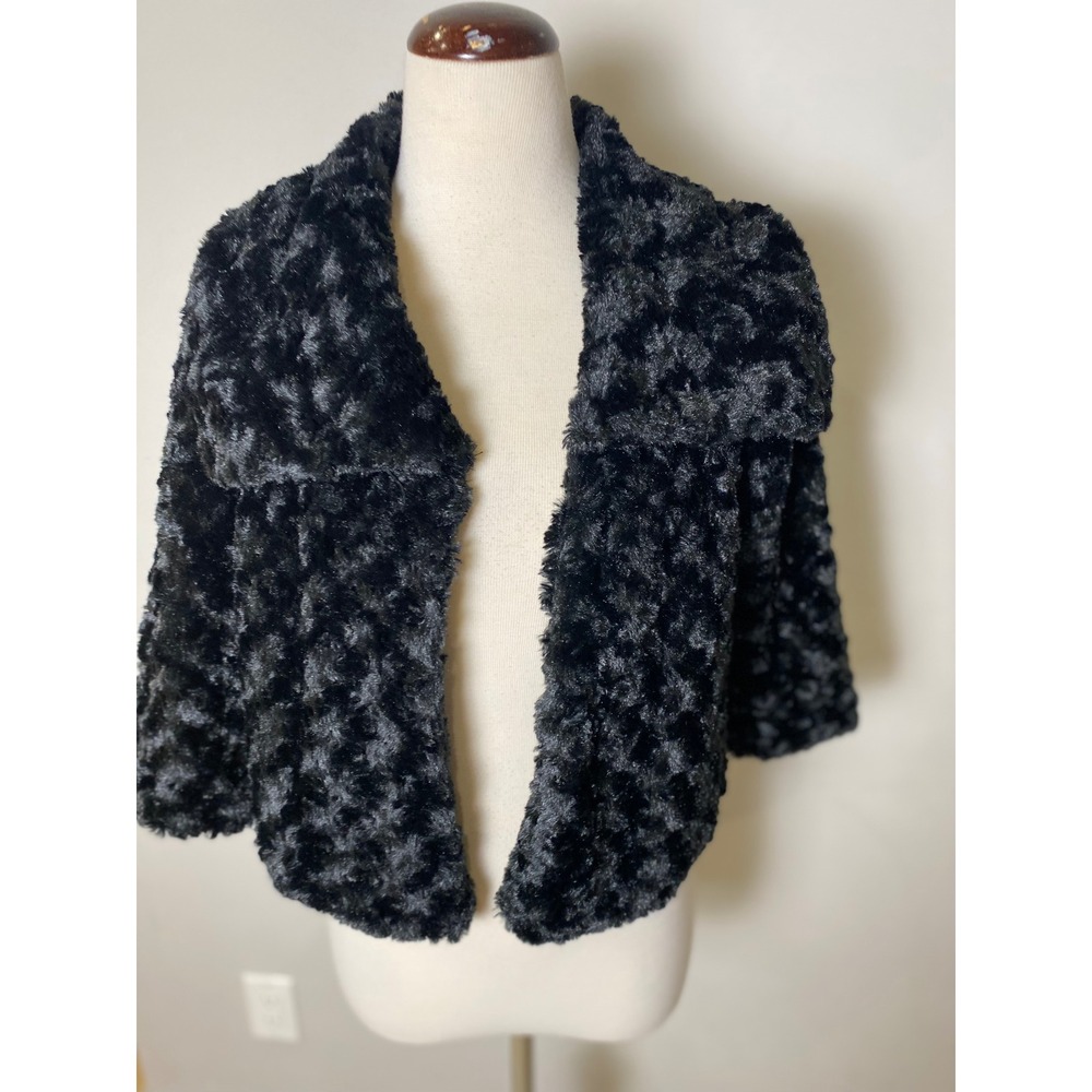 Britney Spears for Candie's Faux Fur Shrug Jacket Black Y2K Cropped Bolero M